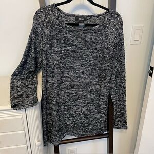Style & Co Black and Gray Knit Sweater with studded shoulders. XL.